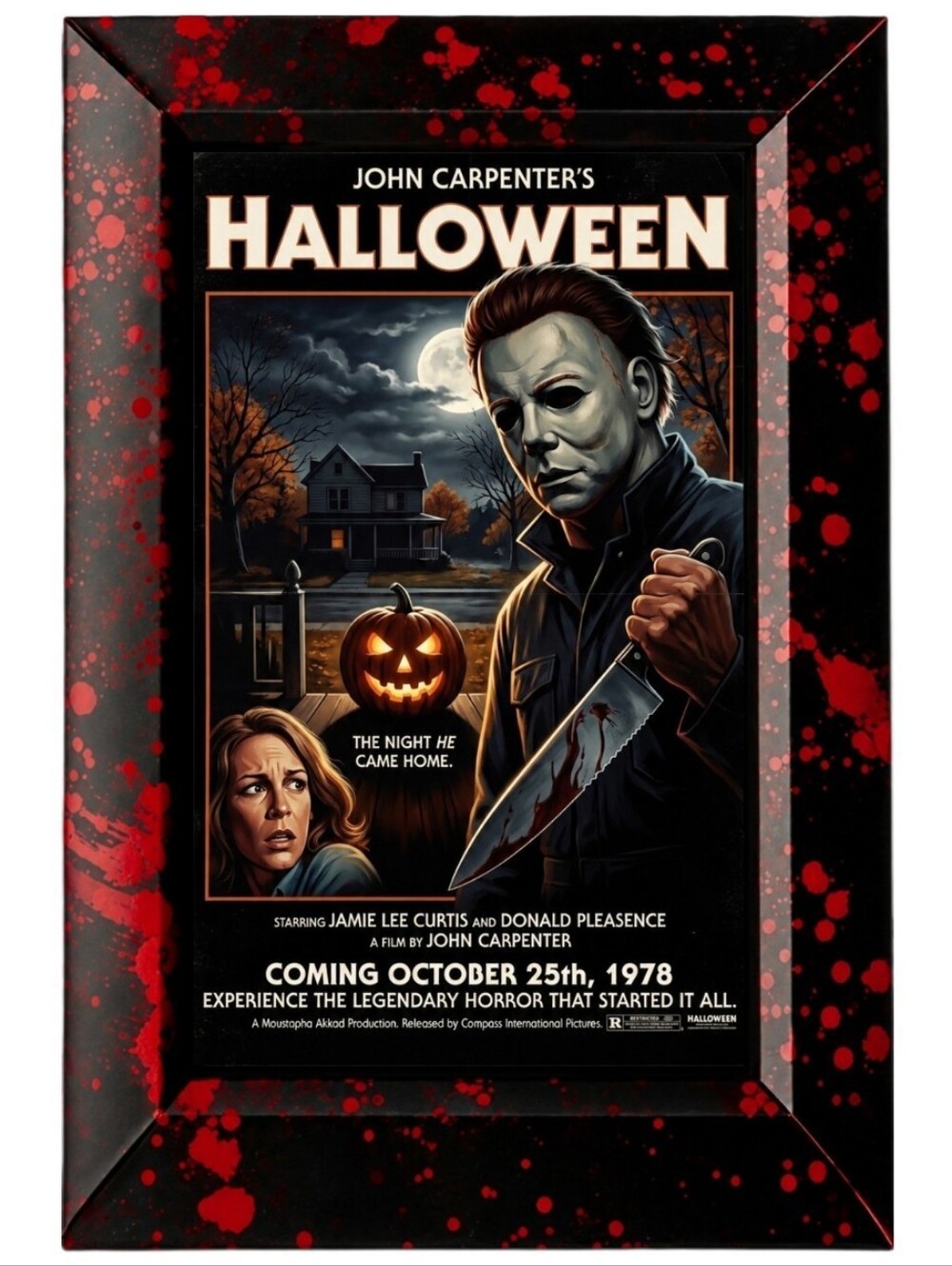 Vintage Horror Bloody Halloween Micheal Myers Retro Grunge Framed Art Print